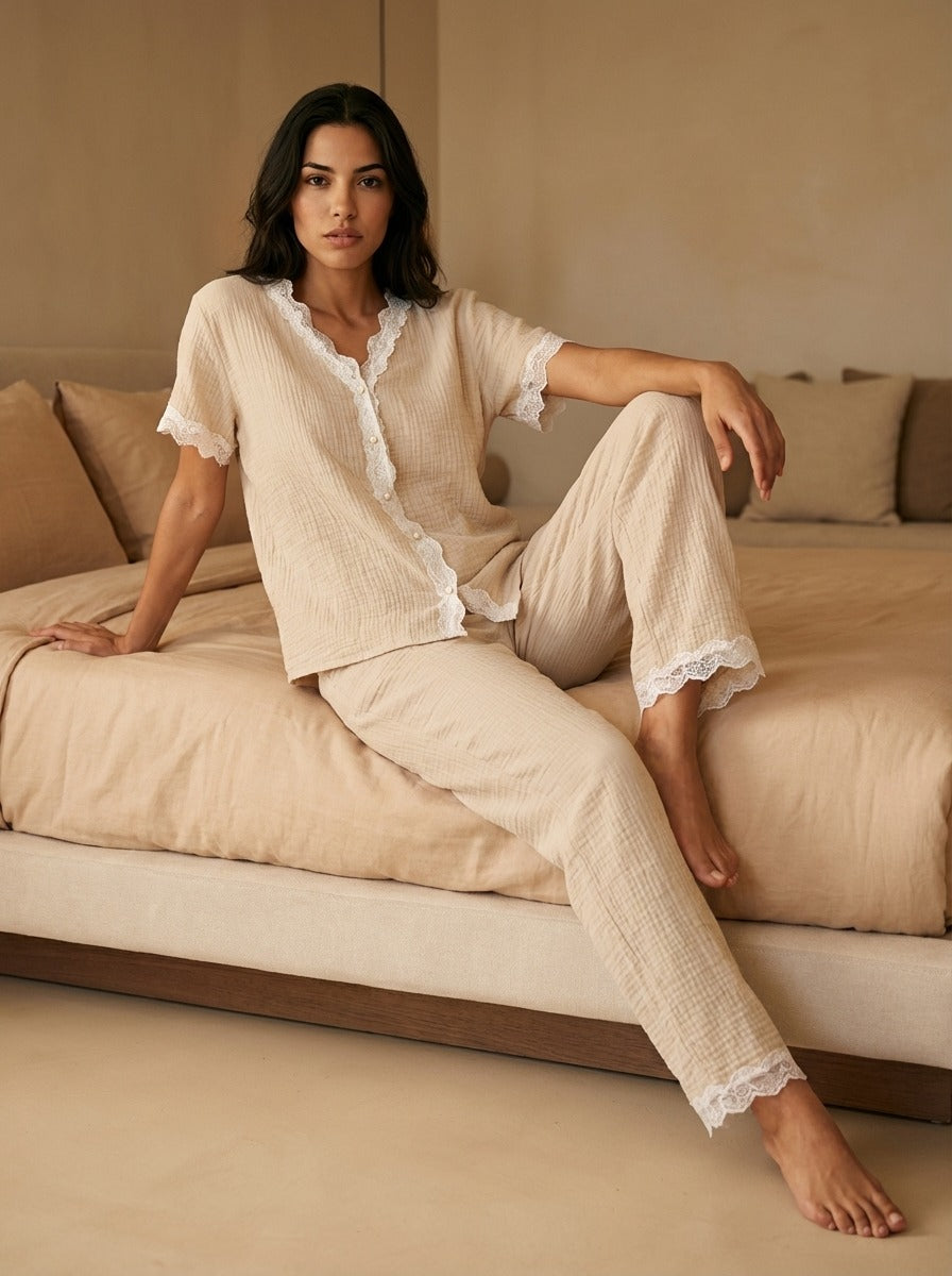 Blossom – Linen Nightwear Summer Pajama Set
