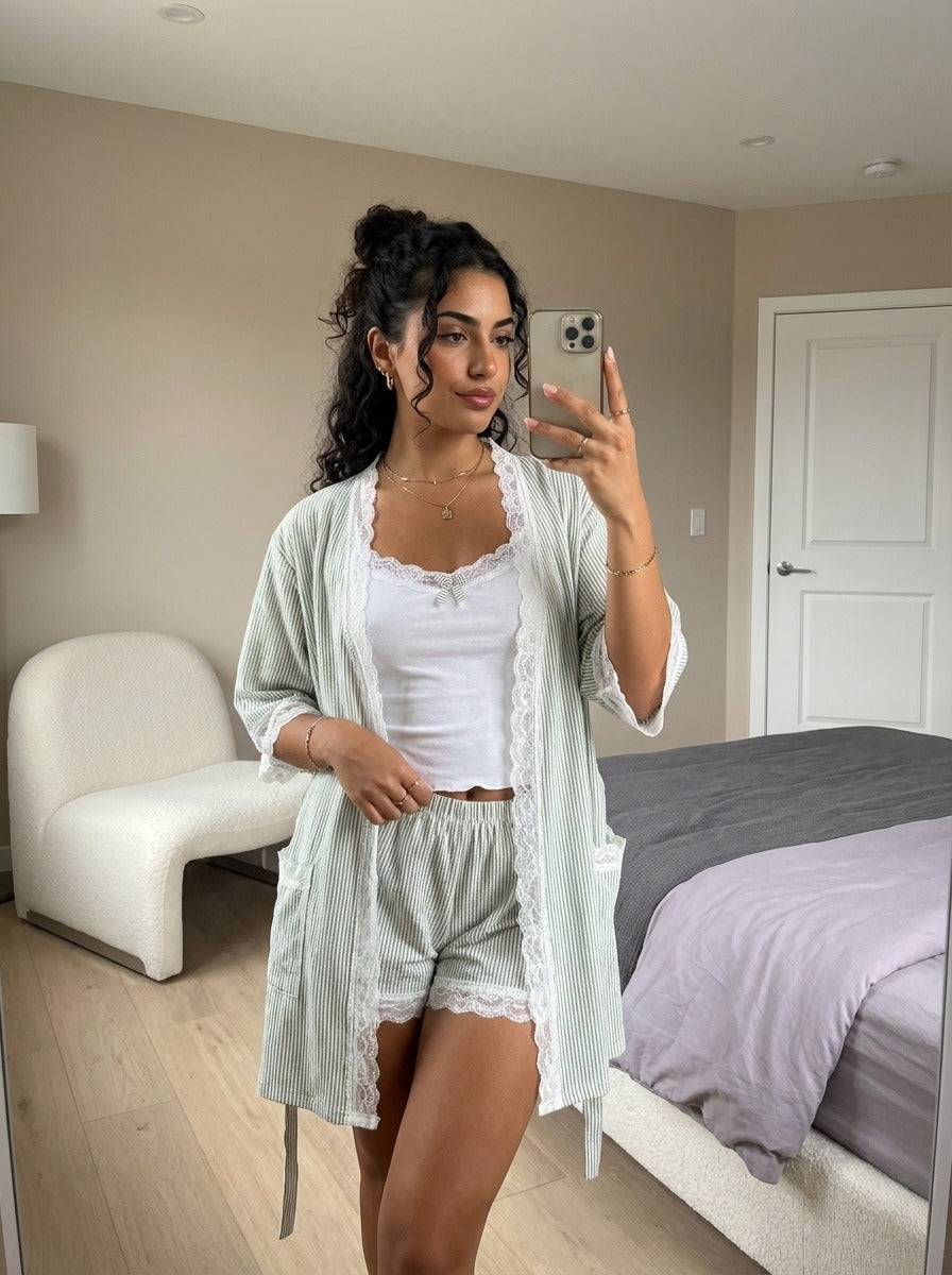 Lusia Linen 3 pieces Summer Pajamas
