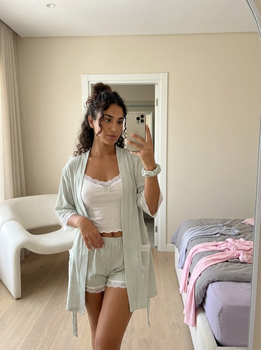 Lusia Linen 3 pieces Summer Pajamas
