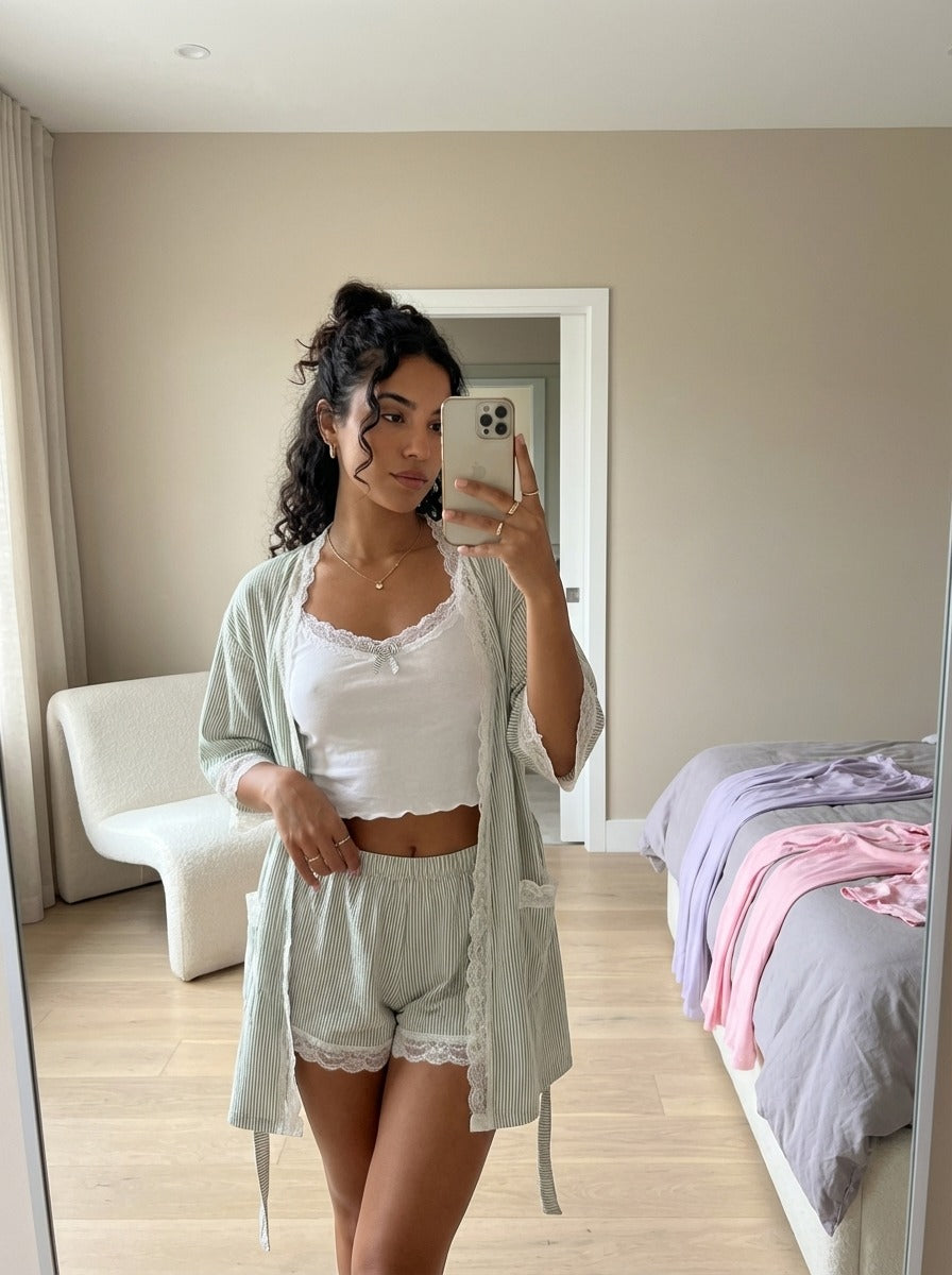 Lusia Linen 3 pieces Summer Pajamas
