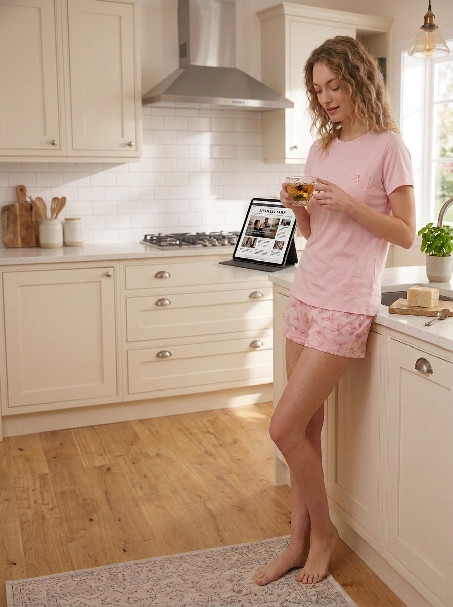 Rose Cotton Lounge Short Pajamas – Comfortable Summer Night Set