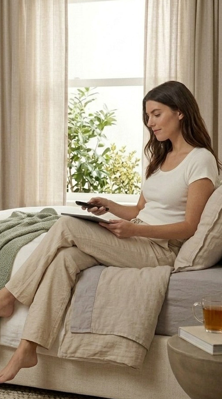 Solene Biege Linen & Cotton Summer Pajamas