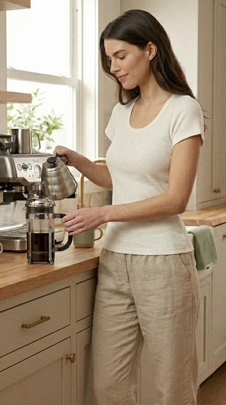Solene Biege Linen & Cotton Summer Pajamas