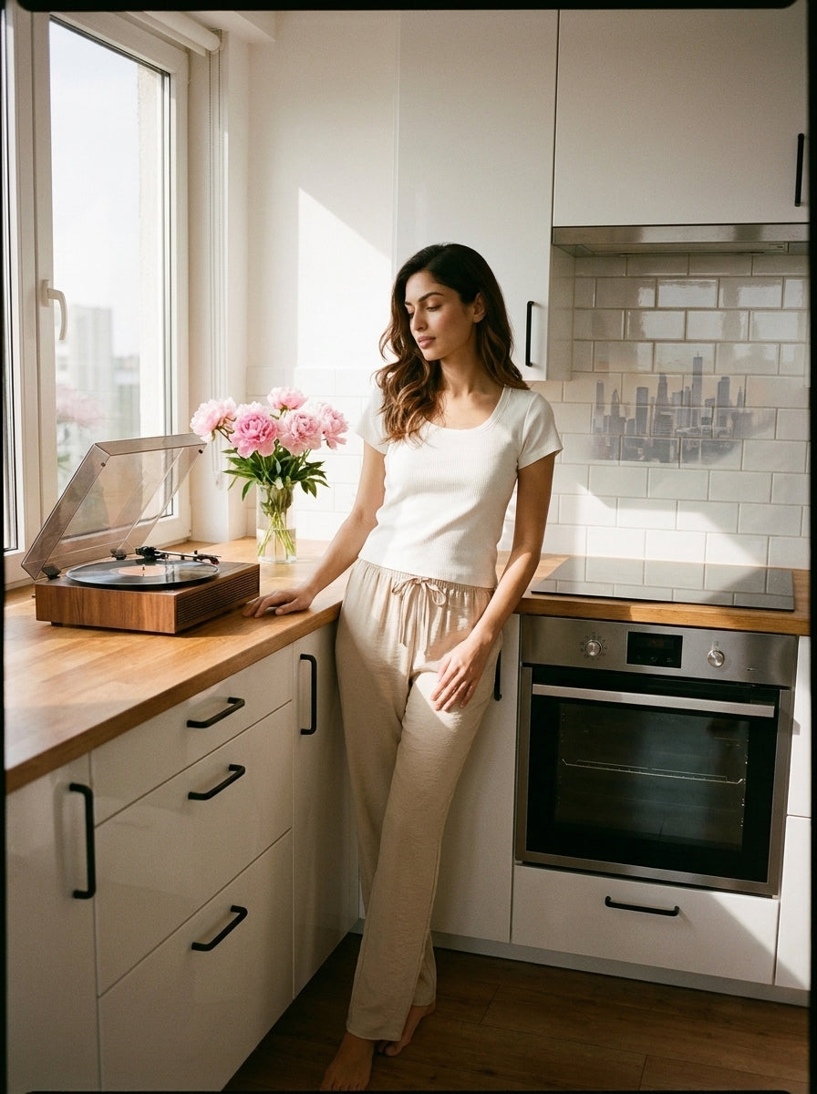 Solene Biege Linen & Cotton Summer Pajamas