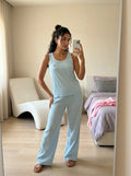 Eiris Baby Blue Linen & Cotton Summer Pajamas